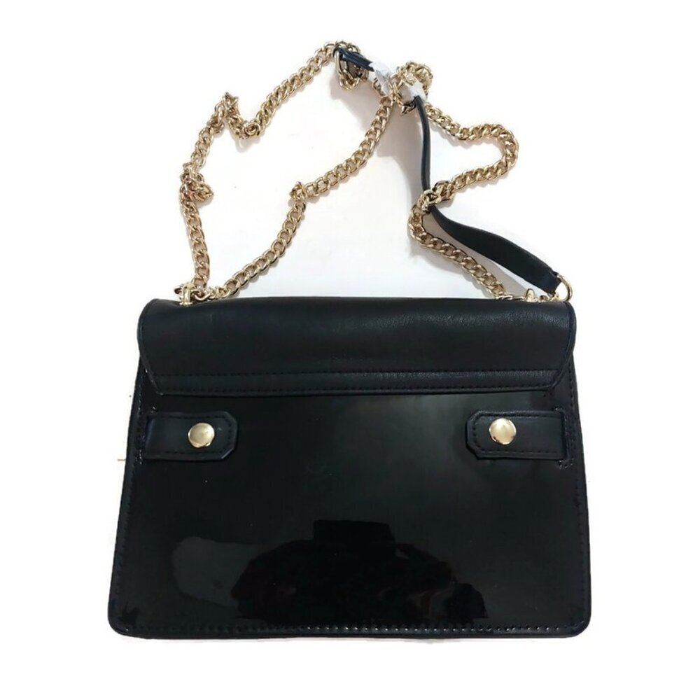 Womens Chain Flap Crossbody Handbag 9" x 7" A New Day Black Gold Tone - Picture 7 of 9